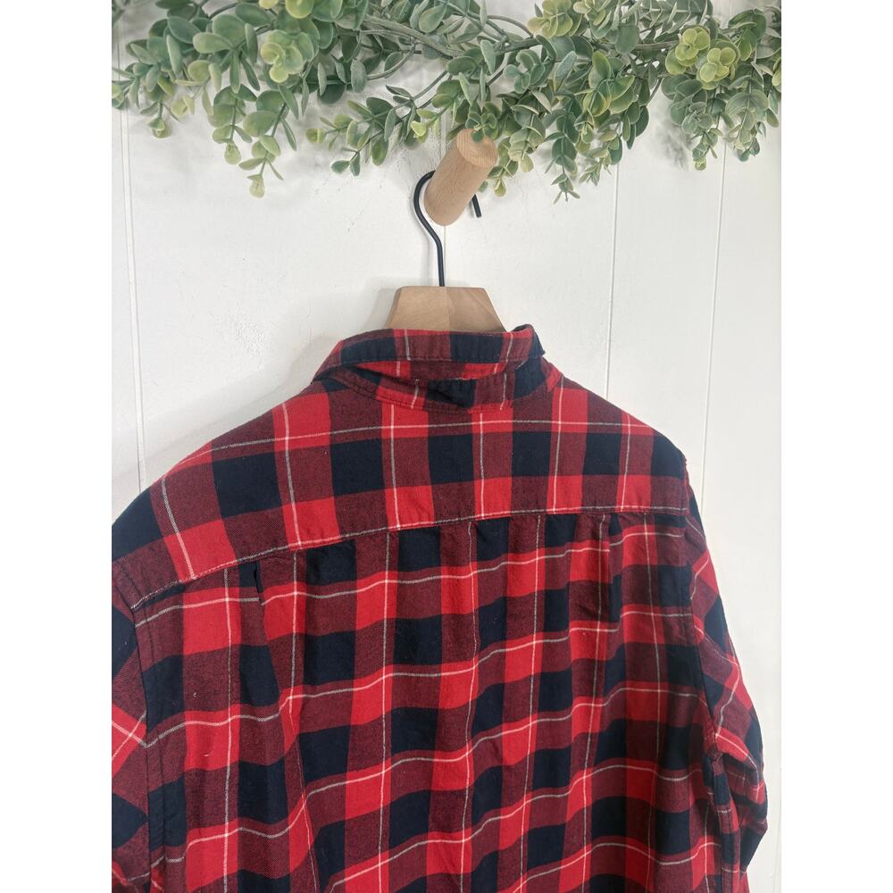 ❣️5/$25 Goodfellow Red Plaid Button Up Shirt Large Flannel Standard Fit - Picture 6 of 7